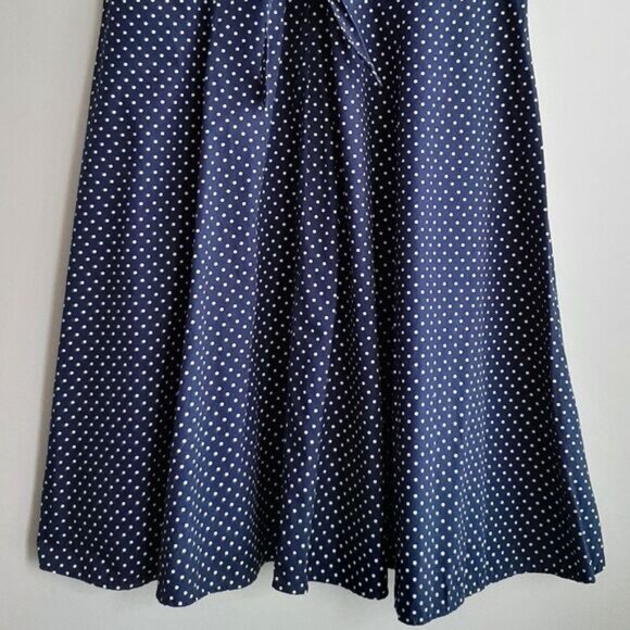 Navy Polka Dot Midi Dress with White Collar - Picture 12 of 16